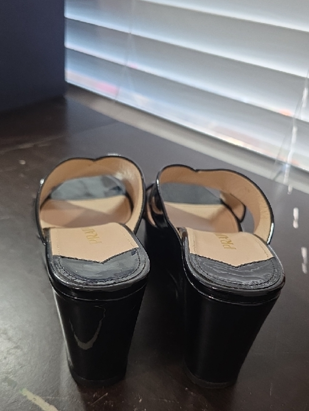 Prada Black Patent Leather Crisscross Mules - Picture 5 of 8